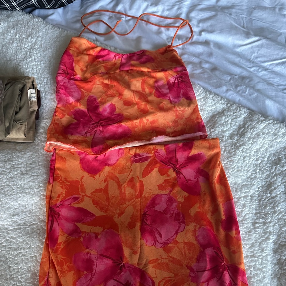Floral Pink and Orange Dress